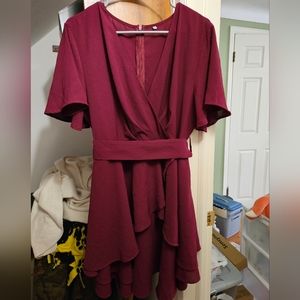 Burgundy / Maroon Short Sleeve Dress Size 2XL